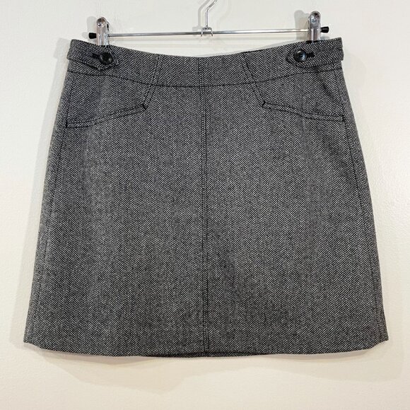 New Madewell Wool Blend Herringbone Assembly Mini Skirt Gray 4, S - Picture 4 of 9